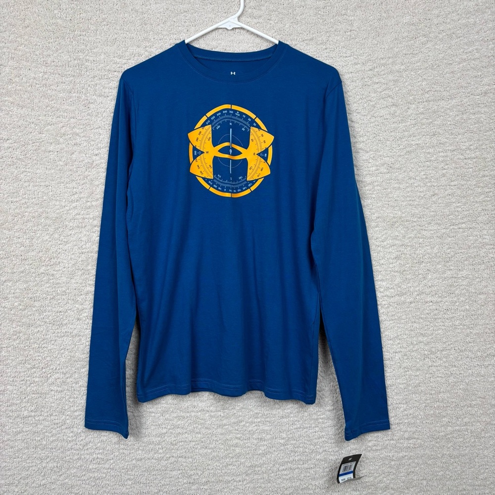 Under‎ Armour Shirt Youth XL Blue Compass Logo Long Sleeve Graphic Tee